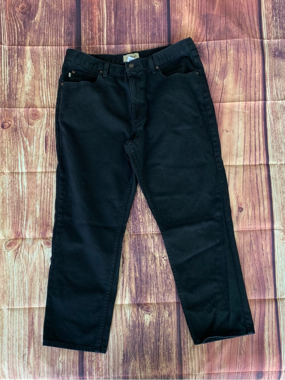 L.L. Bean Men's Classic Fit Straight Black Denim Jeans Size: 38 x 29